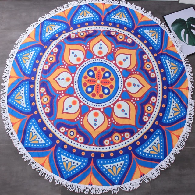 OEM Circular Printed Microfiber Beach Towel Fringe Hawaii Round Beach Towel With Tassel