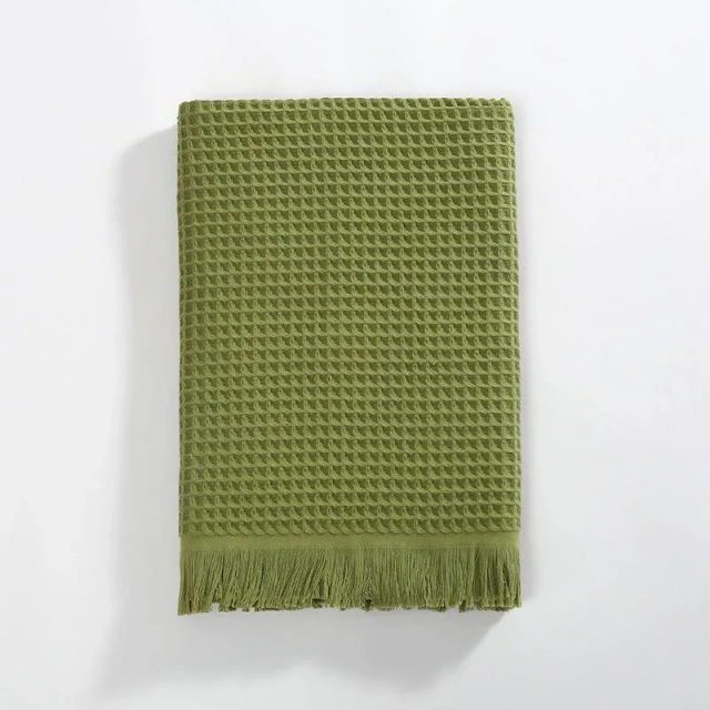 Pure cotton thickening waffle tassel  beach towel Bath Towels Home beach Soft  Beach Towels