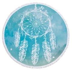 OEM Circular Printed Microfiber Beach Towel Fringe Hawaii Round Beach Towel With Tassel
