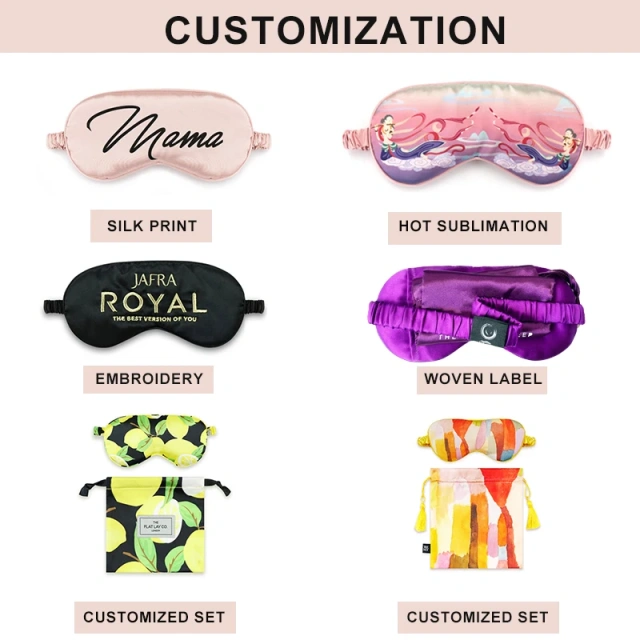 卸売プロモーションギフト会社ロゴカスタムカラーカスタマイズ梱包女性用サテンスリープアイマスク