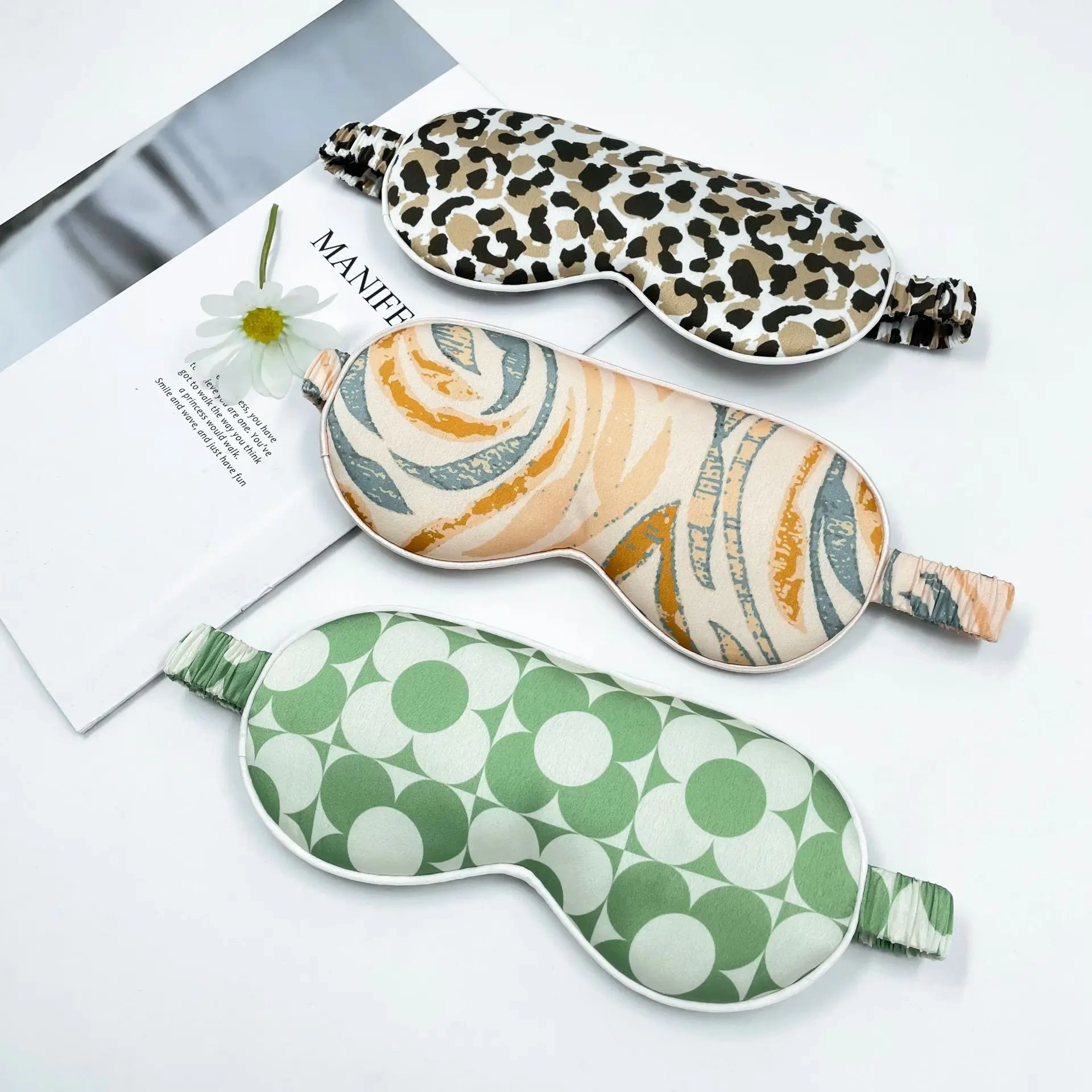 Customized Print Silky Satin Sleep Mask Double-Sided Satin Silk Blindfold for Eye Health Personalized Logo