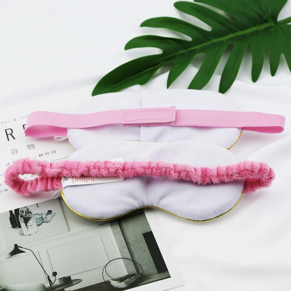 メーカー直販の高品質トラベルカスタムロゴプライベートラベル刺繍ベルベット睡眠プリントアイマスク