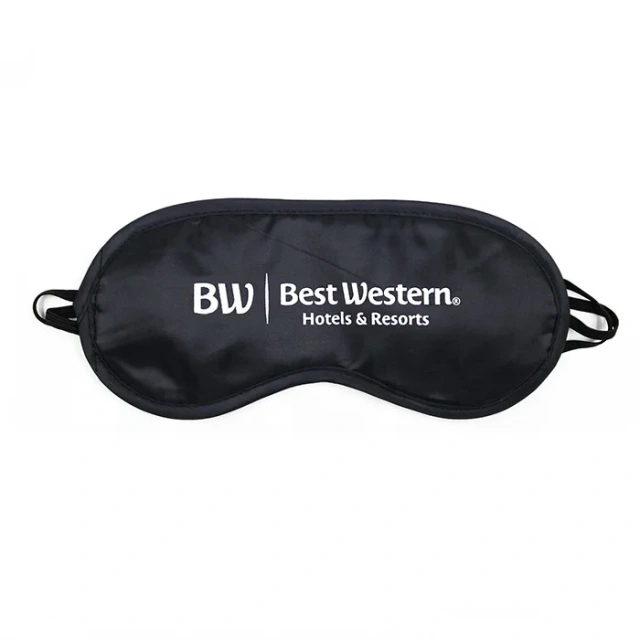 プロモーション カスタムロゴ 柔らかくて快適な調節可能なストラップ ブラック スリープマスク