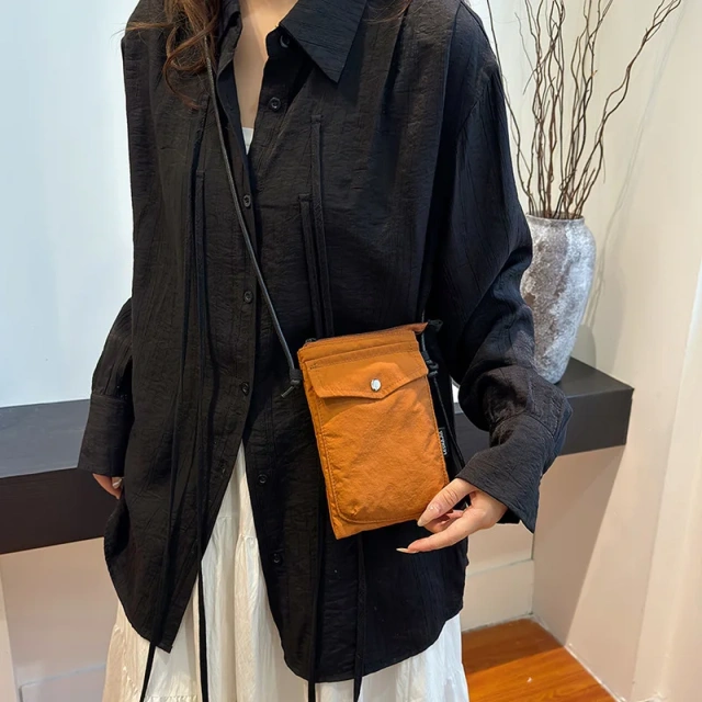 Minimalist Style Mobile Phone Makeup Bag Women Washed Cloth Bag Versatile Mini Shoulder Messenger Shopping Bag