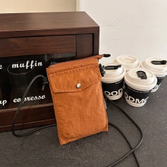 Minimalist Style Mobile Phone Makeup Bag Women Washed Cloth Bag Versatile Mini Shoulder Messenger Shopping Bag