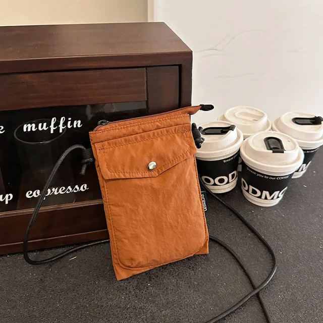 Minimalist Style Mobile Phone Makeup Bag Women Washed Cloth Bag Versatile Mini Shoulder Messenger Shopping Bag