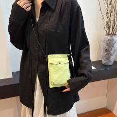 Minimalist Style Mobile Phone Makeup Bag Women Washed Cloth Bag Versatile Mini Shoulder Messenger Shopping Bag