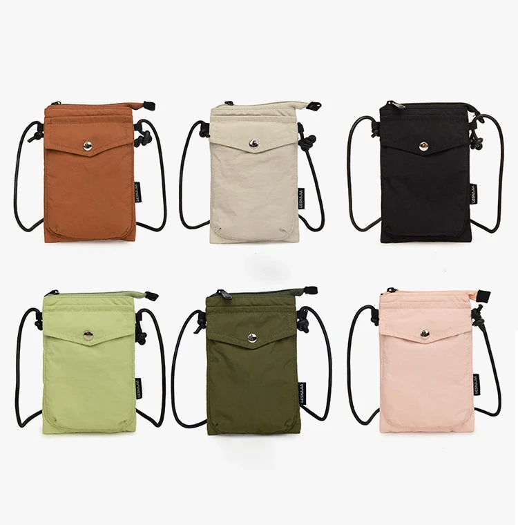 Minimalist Style Mobile Phone Makeup Bag Women Washed Cloth Bag Versatile Mini Shoulder Messenger Shopping Bag
