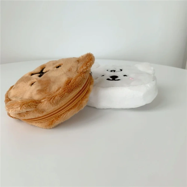 Adorable Furry Bear Coin Bag Girls Fashion Ladies Coin Purse Wallet Bag Colorful Women's plush coin purses