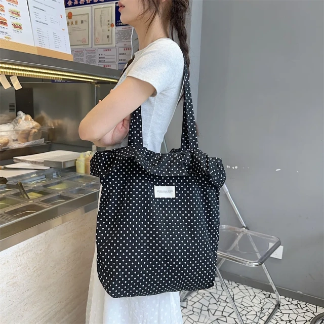 Korea INS Style Best Selling Women's Tote Bags Black White Wave Dot Single Shoulder Versatile Fashion Bags Straps