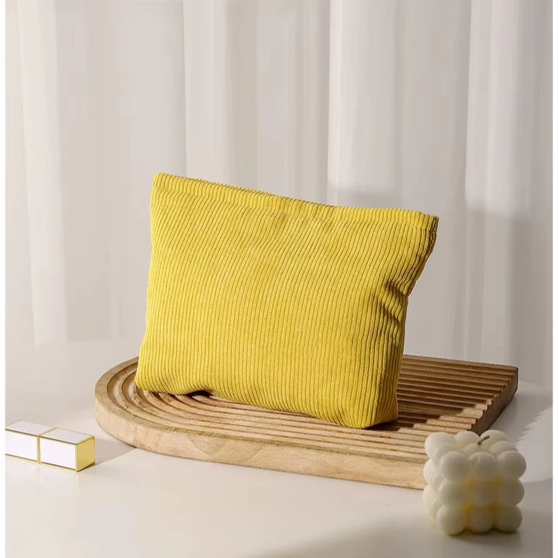 Hot Corduroy Fabric Makeup Bag Large Custom Travel Cosmetic Pouch Zipper Fashionable Beauty Case Makeup