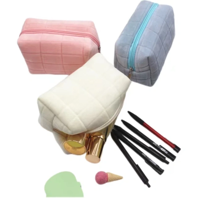 Large Capacity Creative Portable Storage Bag Solid Color Pencil Case for School