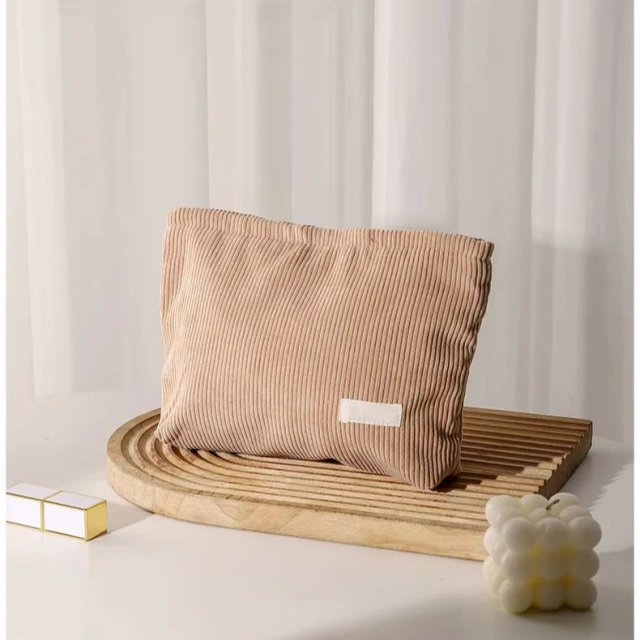 Hot Corduroy Fabric Makeup Bag Large Custom Travel Cosmetic Pouch Zipper Fashionable Beauty Case Makeup