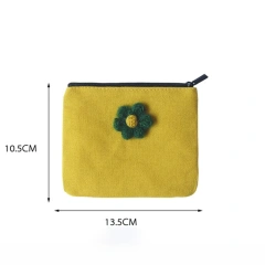 Flower girl mini wallet portable simple cute small coin purse travel student Cotton Canvas Sanitary napkins storage bag