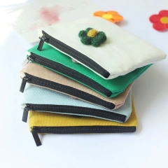 Flower girl mini wallet portable simple cute small coin purse travel student Cotton Canvas Sanitary napkins storage bag