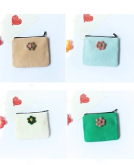 Flower girl mini wallet portable simple cute small coin purse travel student Cotton Canvas Sanitary napkins storage bag