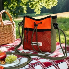 Hong Kong Style Neutral Collection Lady's New Fashionable Drawstring Shoulder Crossbody Bag Large Capacity Messenger Bag