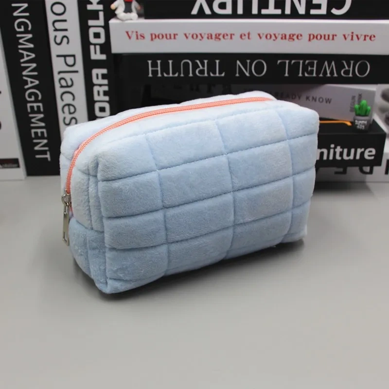 Large Capacity Creative Portable Storage Bag Solid Color Pencil Case for School