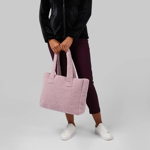 Warm Teddy Bag Custom Logo Soft Teddy Cloth Fleece Women Tote Bag