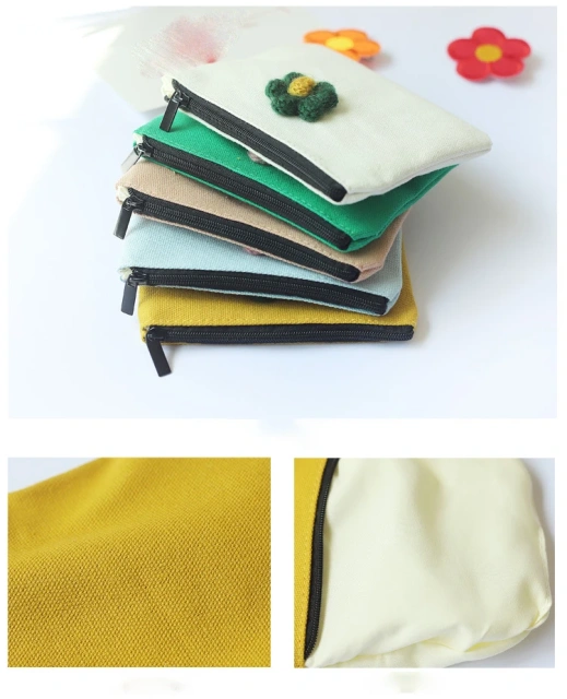 Flower girl mini wallet portable simple cute small coin purse travel student Cotton Canvas Sanitary napkins storage bag