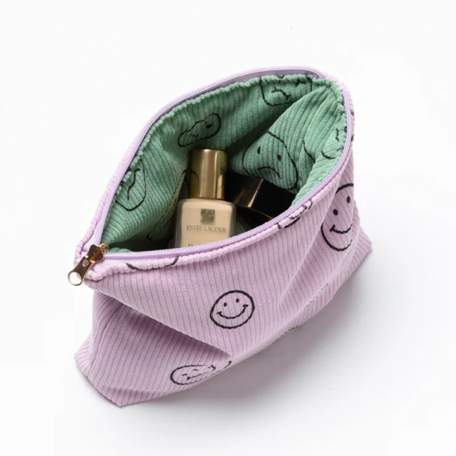 Wholesale Bags MakeUps Bag Smile Corduroy Large Double-faced Cosmetic Bag