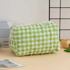 New Design Custom High-capacity Lattice Corduroy Travel Toiletries Cosmetic Bag