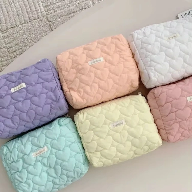 Quilting Pouch Toiletry Makeup Cosmetic Bag Custom Design Logo Printed Soft Zipper Organizer