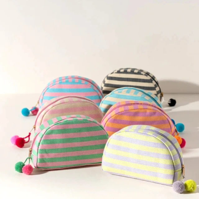 Monogram Lady Toiletry Bag Travel Makeup Purse Women Stripe Custom Cosmetic Bag