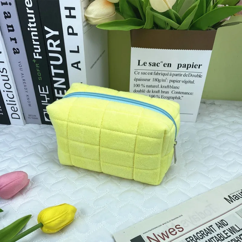 Large Capacity Creative Portable Storage Bag Solid Color Pencil Case for School