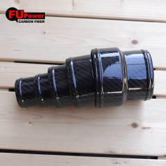 OD: 45mm-50.8mm 50.8mm-63.5mm 63.5mm-76.2mm 76.2mm-89mm - Length 80mm - Thickness 1.8mm - Universal Dry Carbon Fiber Reducing Pipe