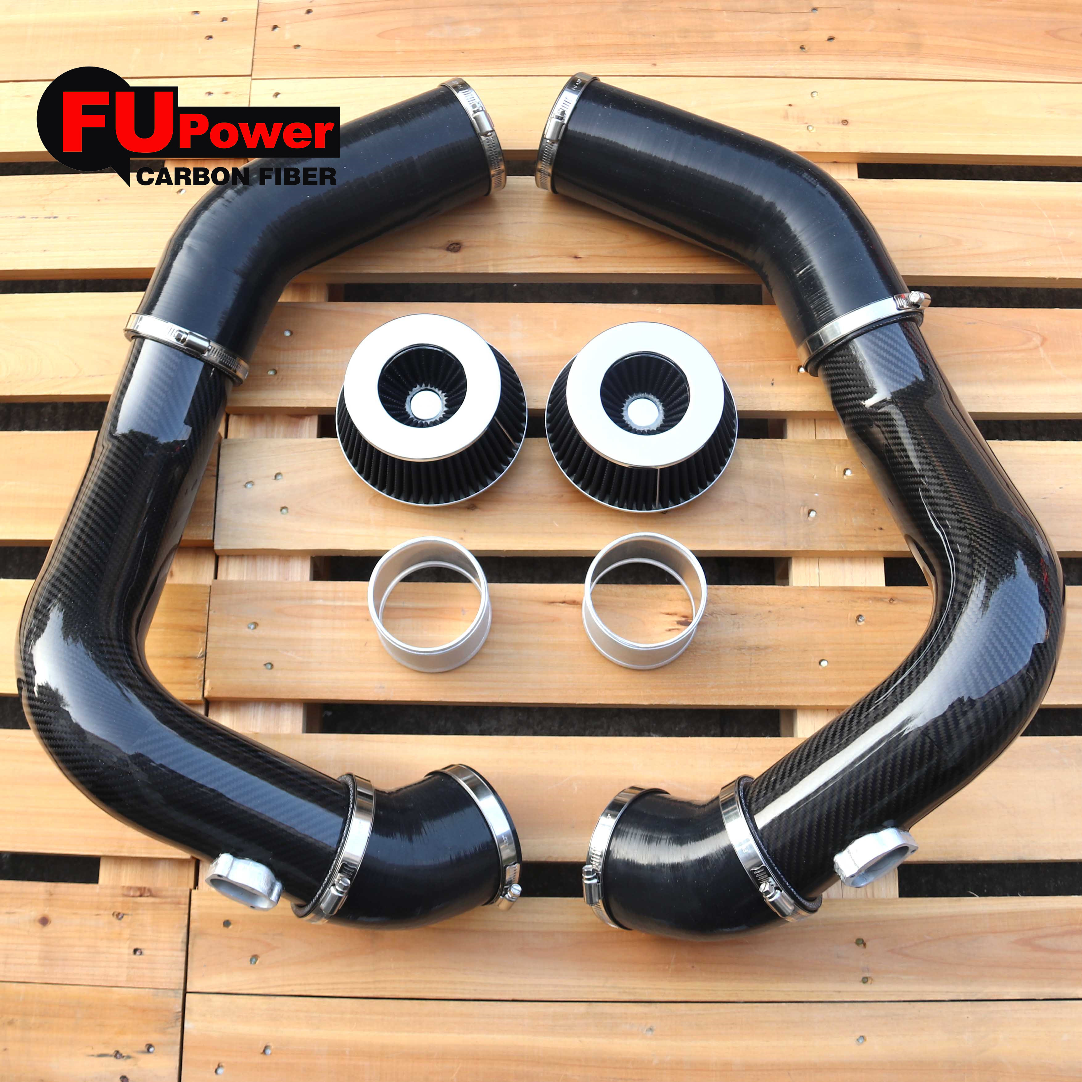 For BMW M5 M6 F06 F10 F12 F13 AIR FILTER Dry Carbon Fiber FRONT MOUNT INTAKE PIPE