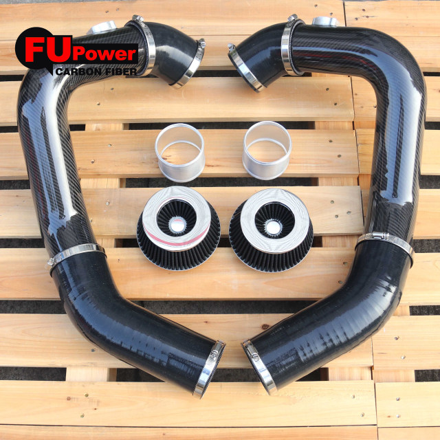 For BMW M5 M6 F06 F10 F12 F13 AIR FILTER Dry Carbon Fiber FRONT MOUNT INTAKE PIPE