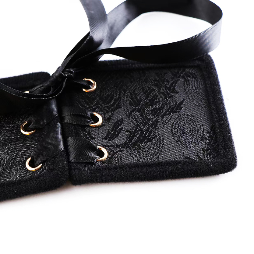 Black Ribbon Bondage Wrist Cuffs