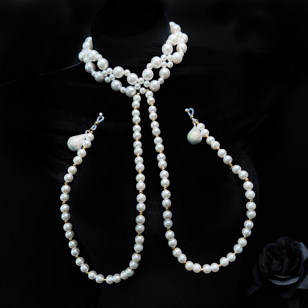 Multi-Strand Pearl Collar With Nipple Clamps