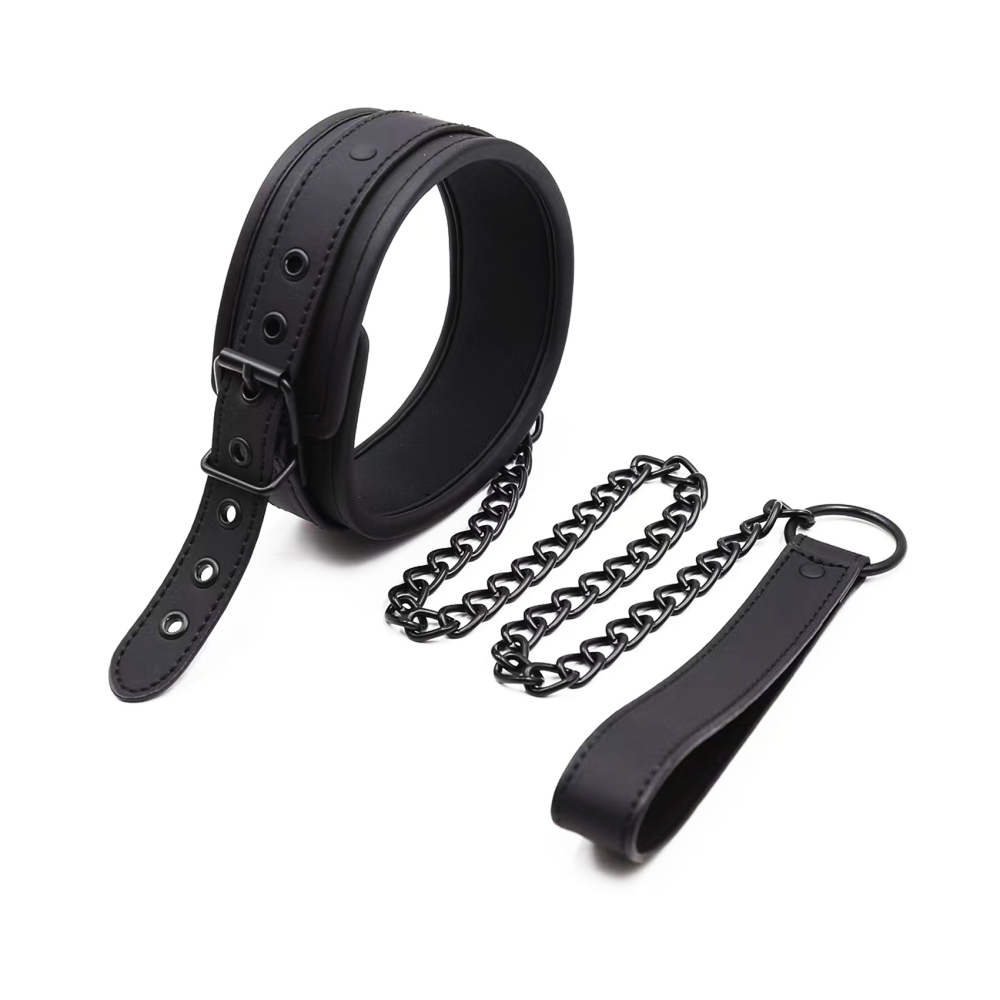 Faux Leather Collar And Lead