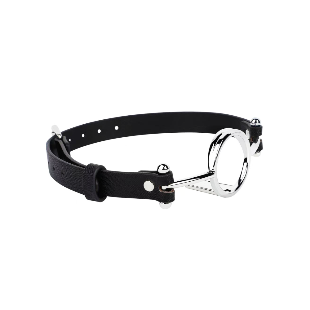Faux Leather And Metal Tongue Suppressing Ball Gag
