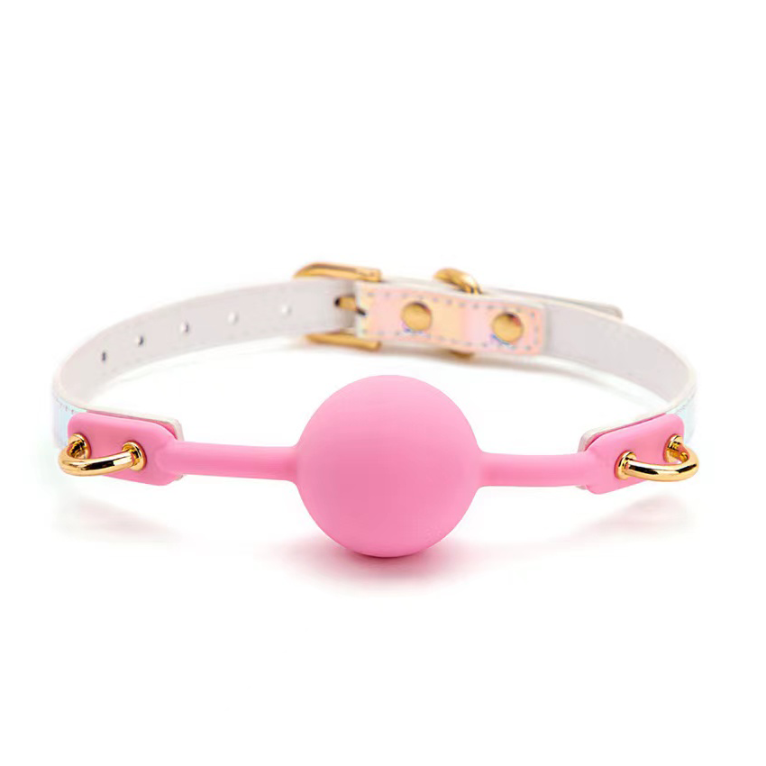 Bondage Pink Faux Leather Silicone Ball Gag