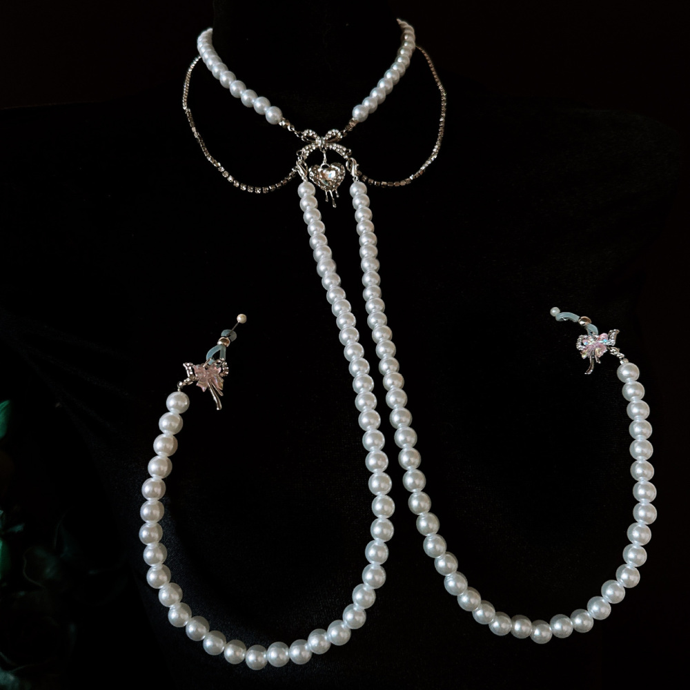 Detachable Pearl Collar With Nipple Clamps
