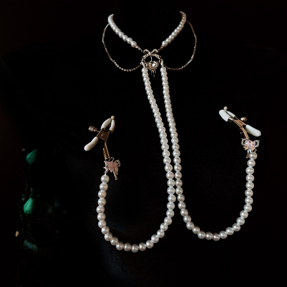 Detachable Pearl Collar With Nipple Clamps