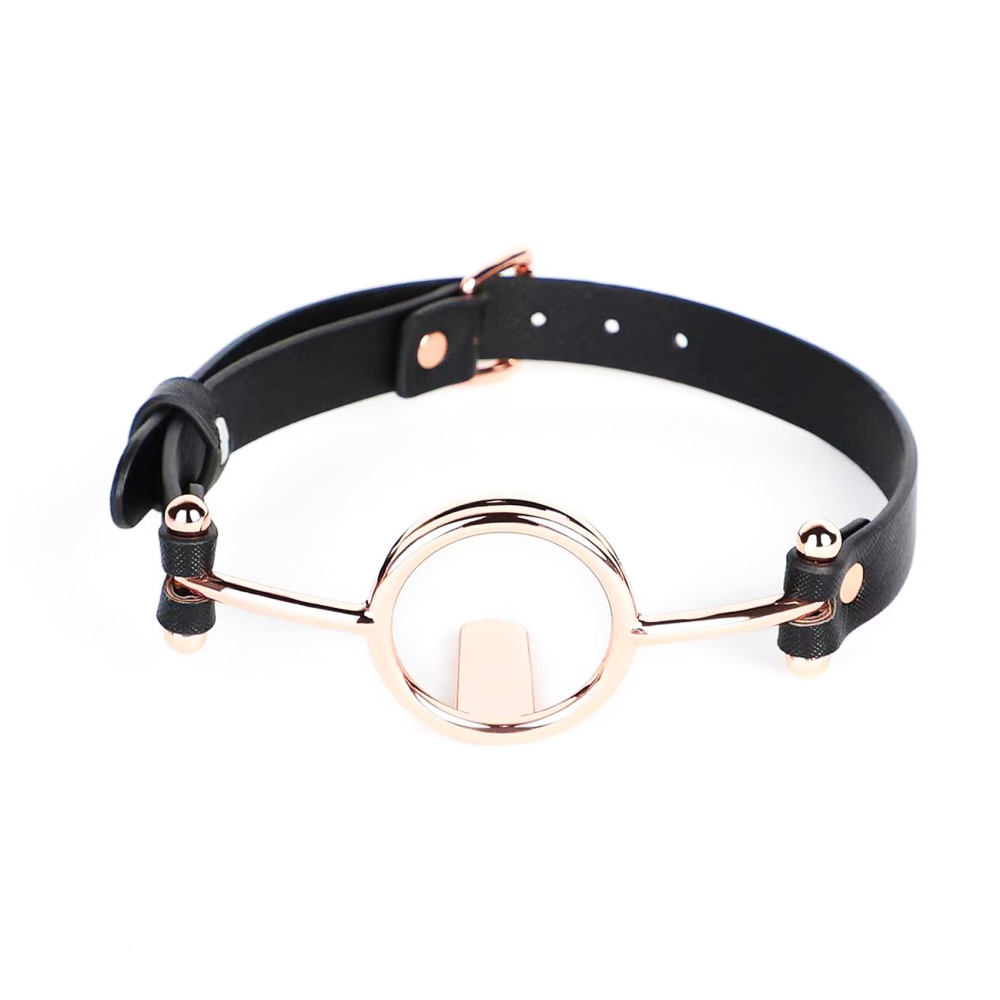 Faux Leather And Metal Tongue Suppressing Ball Gag
