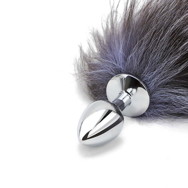 Backyard Development sm Props Real Fur Fox Tail Anal Plug Anal Expansion Masturbation Toy Metal Anal Plug Adult Products