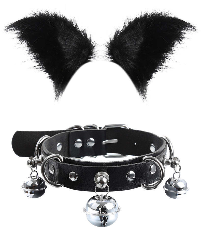 Sexy Tail Halloween Party Cosplay Tail Ears Personality Bell Neck Collar cosplay Suit