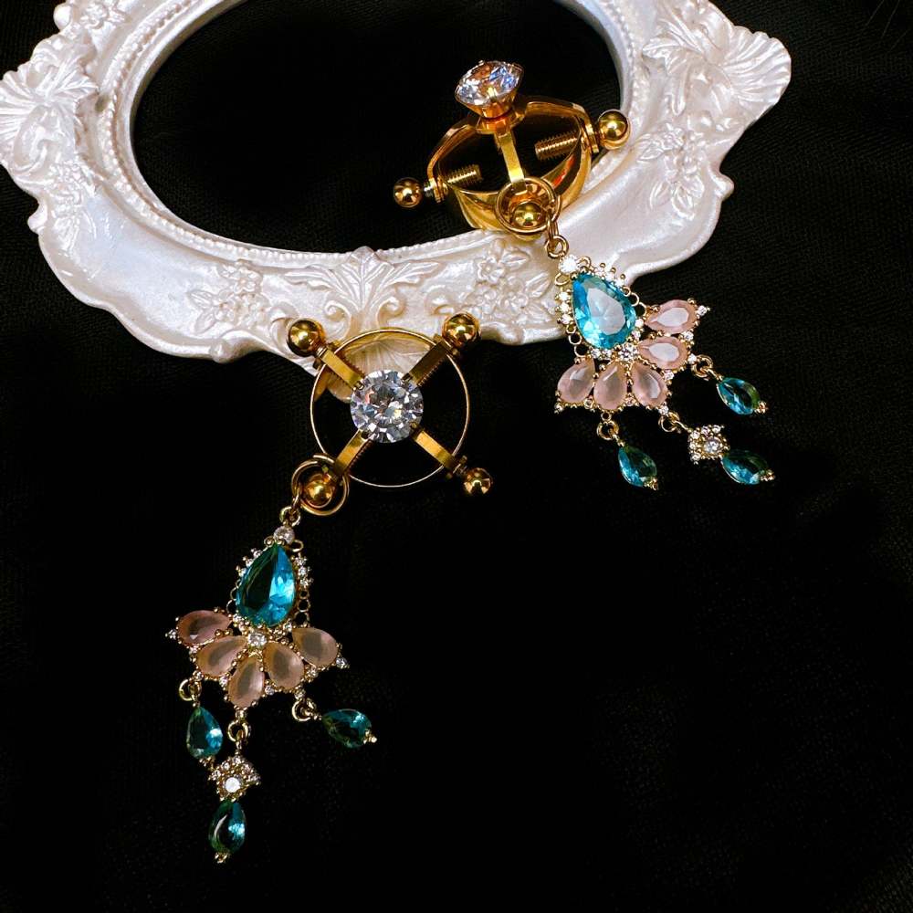 Adjustable Rhinestone Nipple Rings Tightening Nipple Stimulator Nipple Clamps sm Training Sex Toys Expansion Chrysanthemum