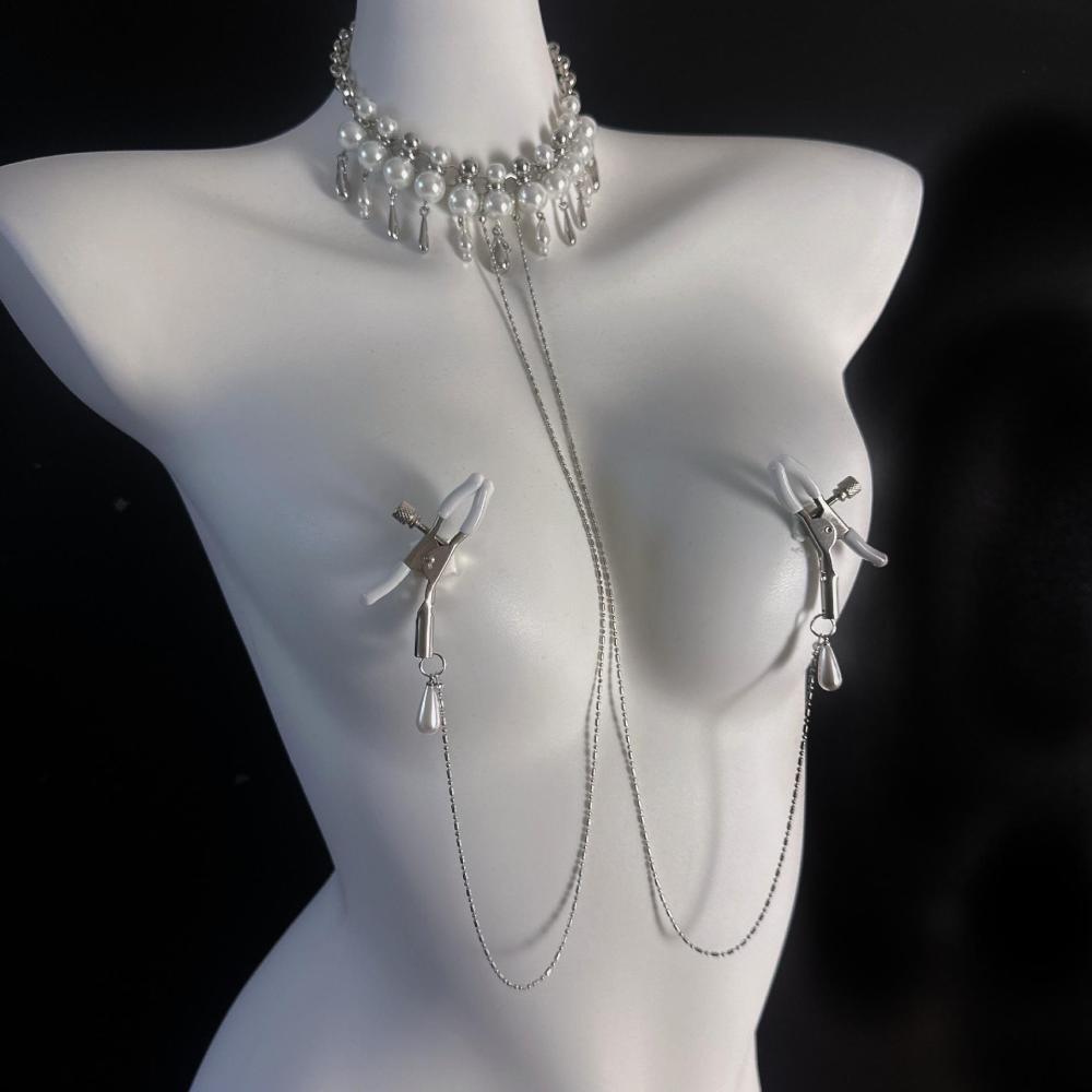 "PearlGrasp" - Royal Nipple Chain Collar
