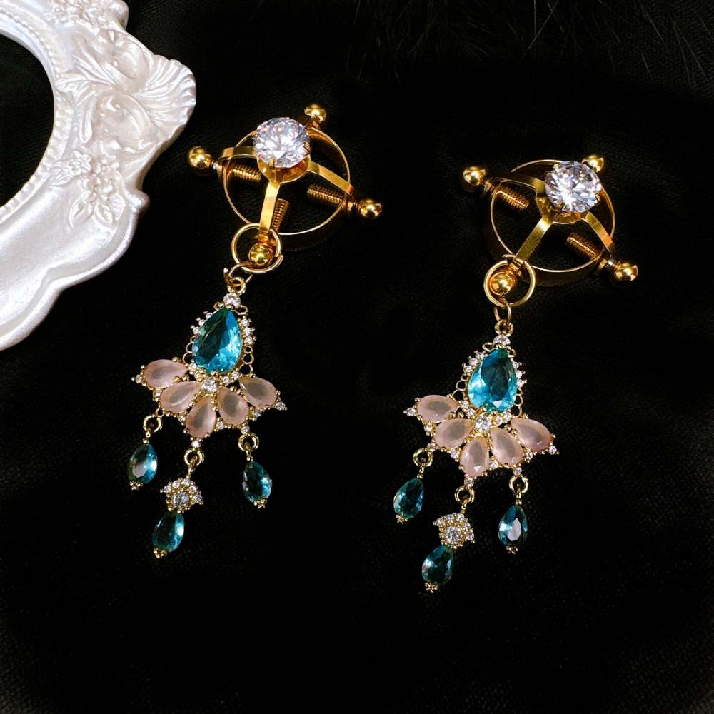Adjustable Rhinestone Nipple Rings Tightening Nipple Stimulator Nipple Clamps sm Training Sex Toys Expansion Chrysanthemum