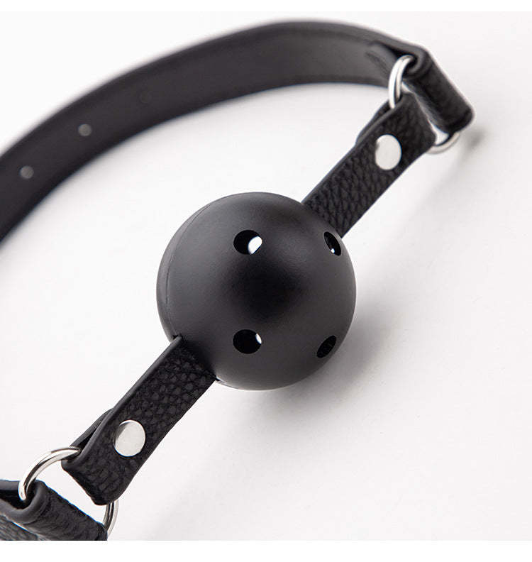 Female Slave Training sm Props Black Lychee Pattern Sexy Mouth Plug with Holes pvc Sexy Oral Balls Alternative Adult Products
