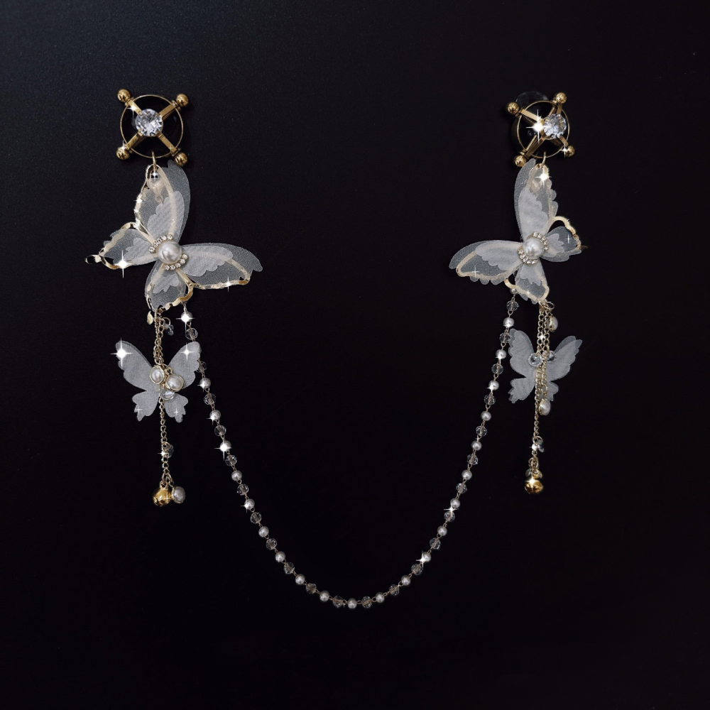 "PearlWing" - Lace Butterfly Nipple Clips