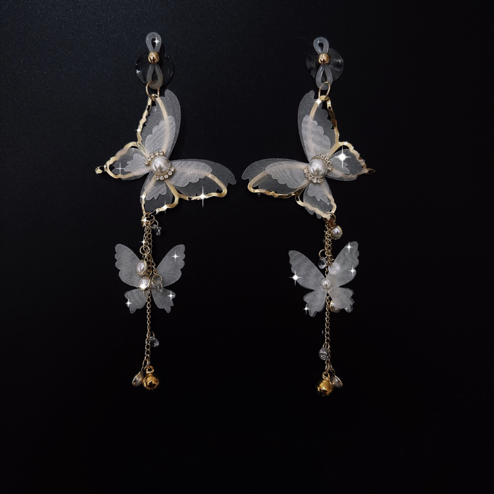"PearlWing" - Lace Butterfly Nipple Clips
