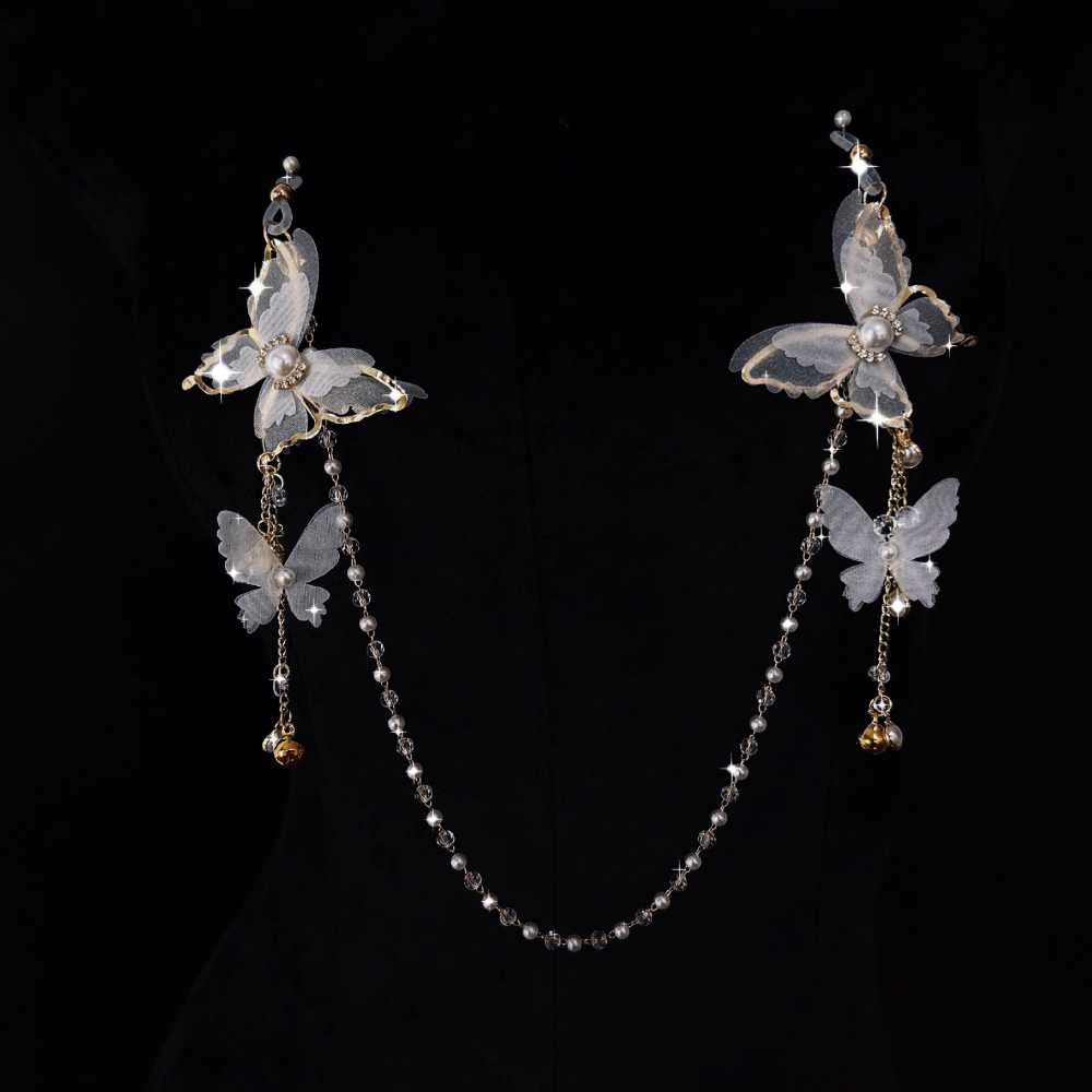 "PearlWing" - Lace Butterfly Nipple Clips