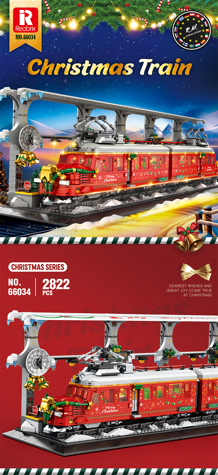 Reobrix 66034 Christmas Train Block Set